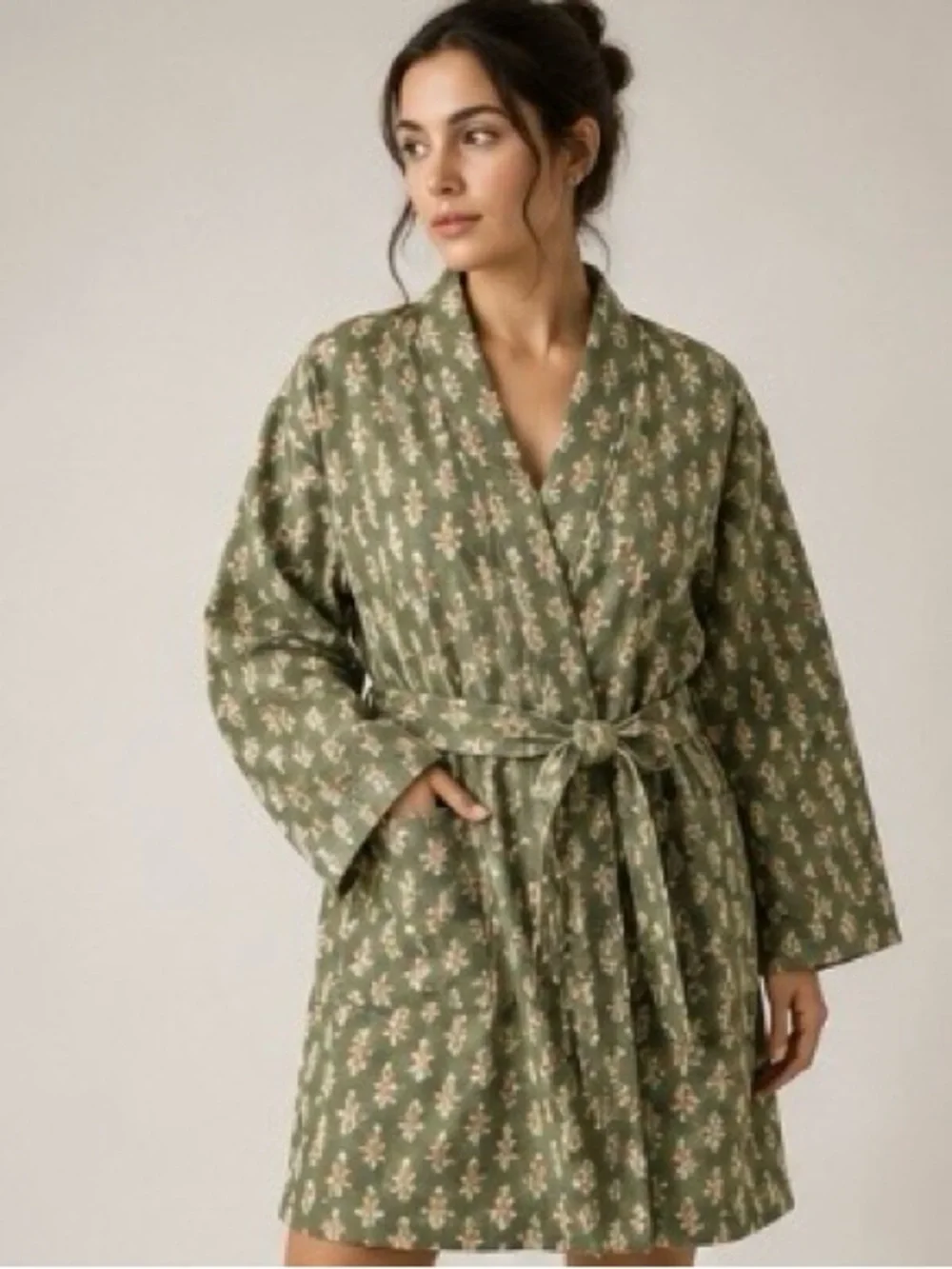 Floral Waffle Bath Robe Green/Pink - Threshold - Picture 9 of 13